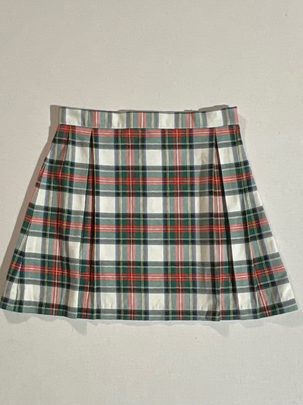 Beaufort Bonnet Company Girls Plaid Pleated Skirt Green Red Cream Size 14 TBBC